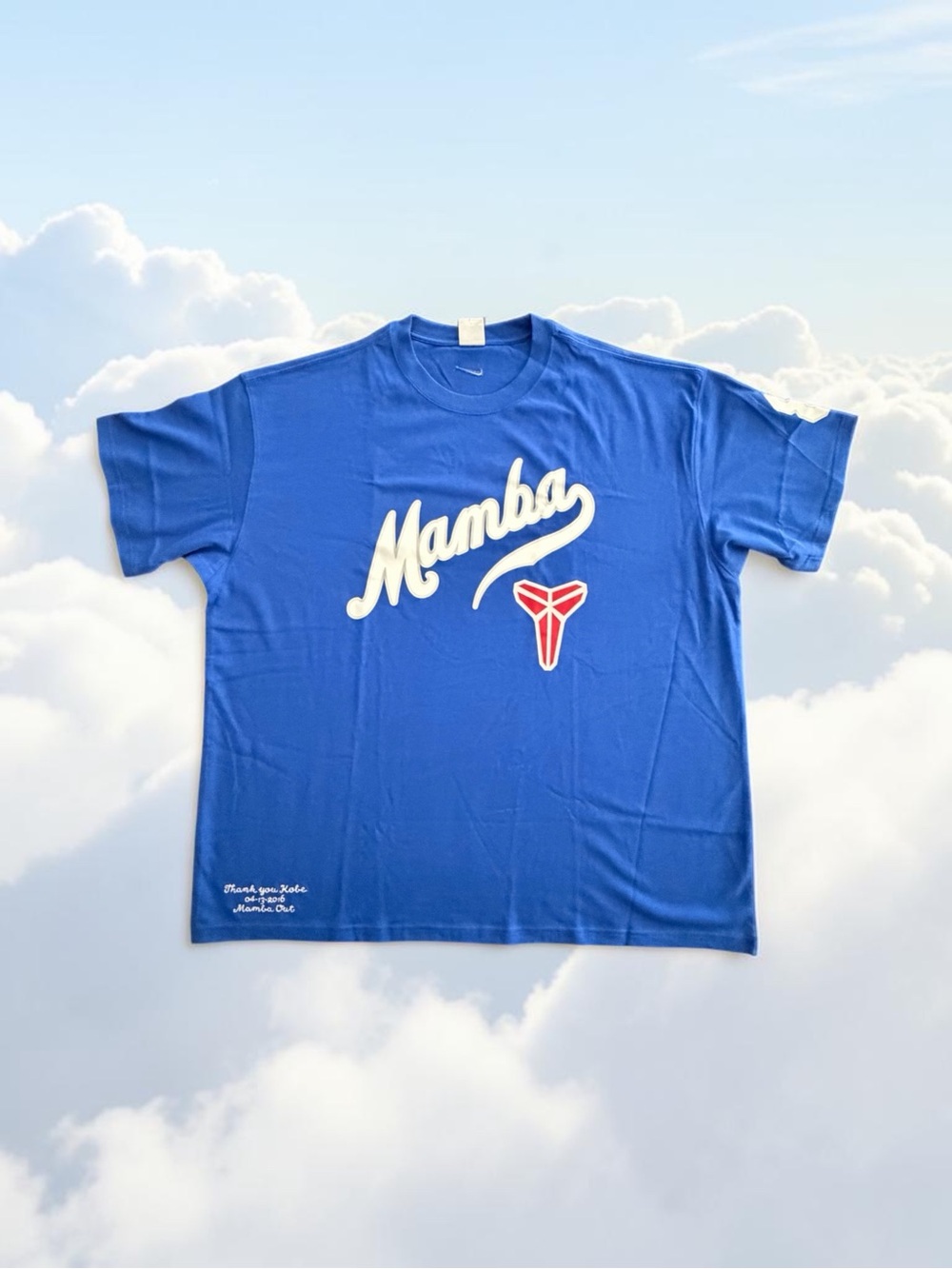 Nike Mamba Script Logo Tee - Blue with White & Red Accents